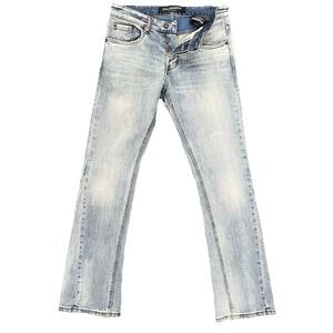 Valabasas Fax Stacked Denim Blue Buttonfly Washed 32 Jeans Pants Streetwear Mens